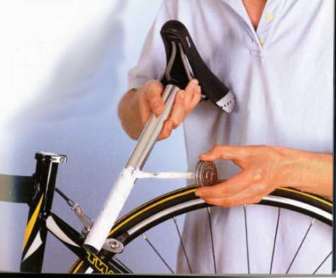 Spread anti-seize compound on the seat pin and stem to prevent the two components from binding with the seat tube or steerer tube. Although you can grease instead of anti-seize, always use copper-based anti-seize compound for lubricating components made of carbon fiber (fibre UK spelling).