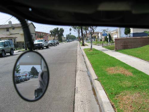 helmet view with rear-view mirror