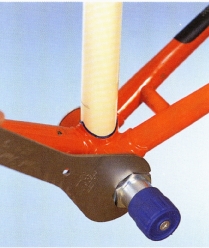 Remove both the crankarms (insert a bottom-bracket remover into the non-drive side of the bracket, and turn the remover counterclockwise with a wrench.
