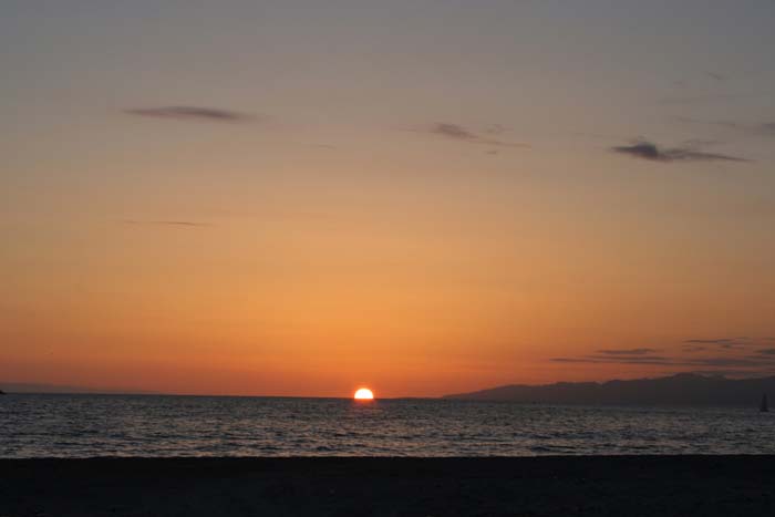 Pacific sunset as seen from a beach in El Segundo, California.