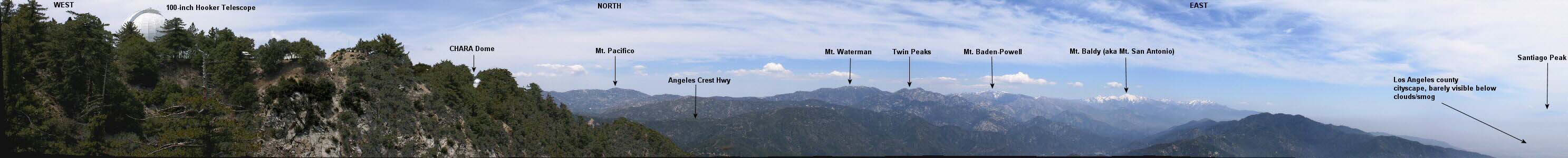 Panorama from Echo Rock, Mt. Wilson, California