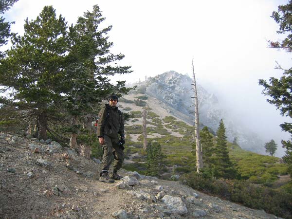 image of Khurram (me) at roughly 9000 feet. One of the San Antonio peaks is visible in the background